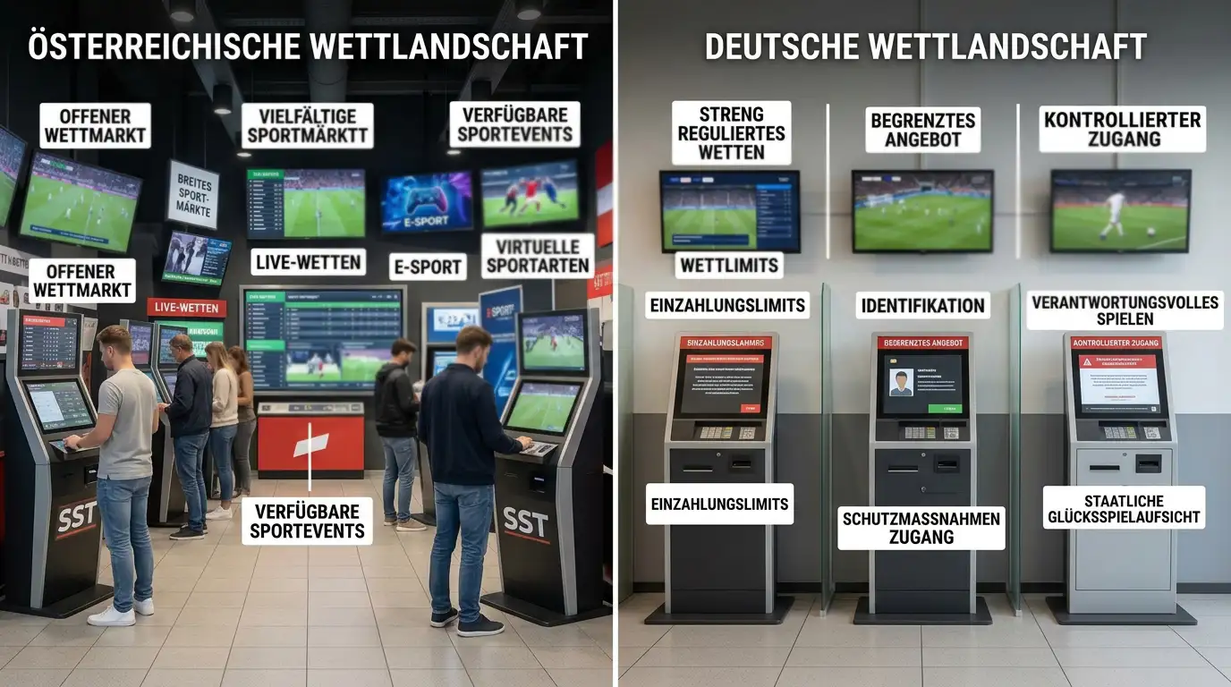 Vergleich des offenen österreichischen mit dem strengen deutschen Wettsystem