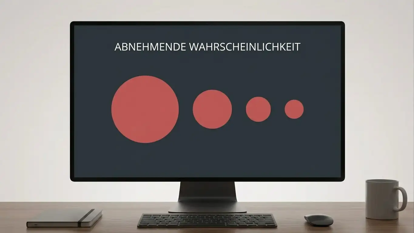 Visualisierung, wie die gemeinsame Gewinnwahrscheinlichkeit mit jedem Bein schrumpft