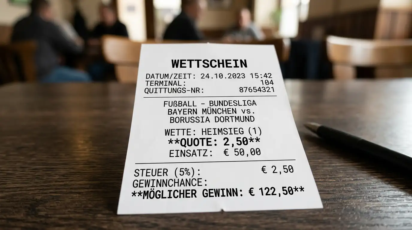Dezimalquote auf einem Wettschein mit ausgewiesener Gesamtauszahlung