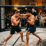 Kämpfer der German MMA Championship im Käfig bei einem regionalen Event in Deutschland