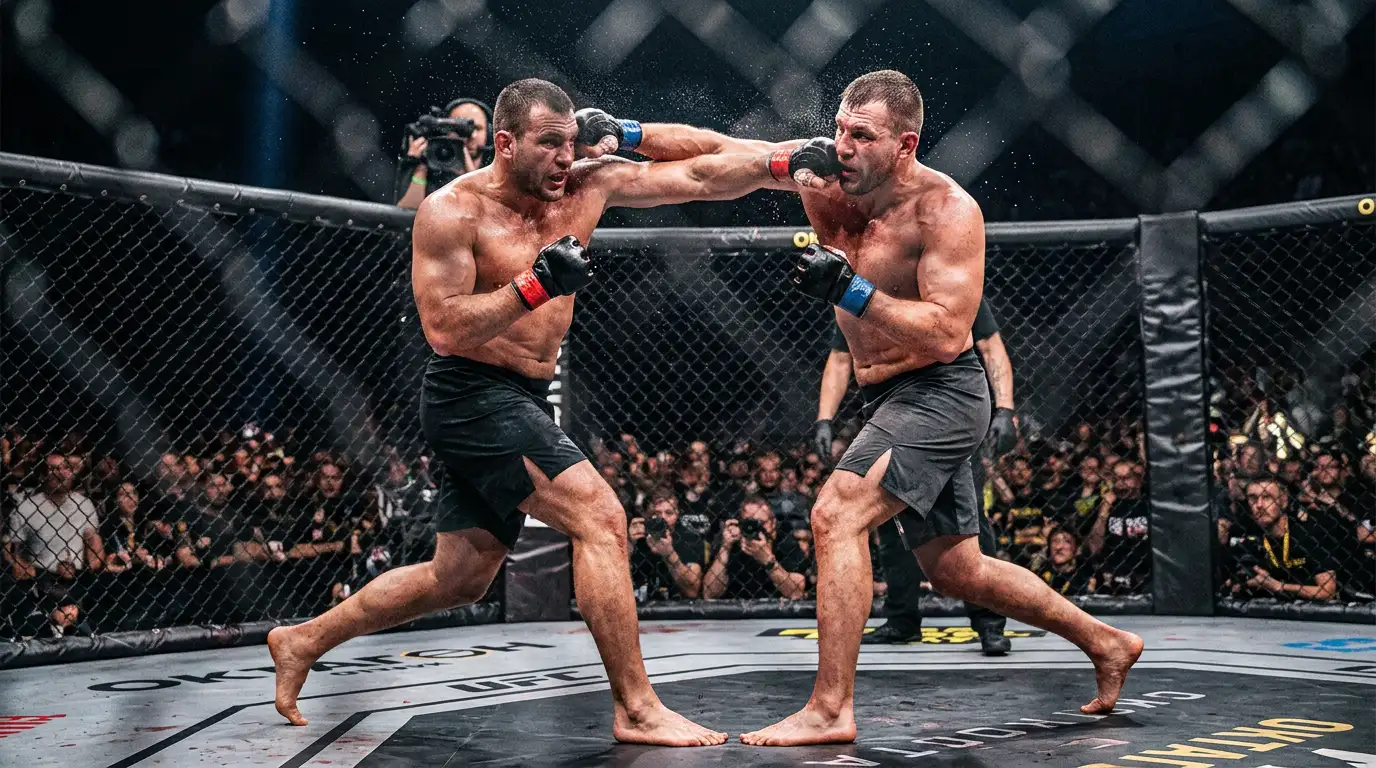 Zwei Schwergewichtskämpfer treffen wuchtig aufeinander, KO-lastigste Division der UFC