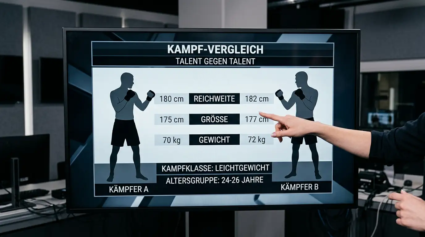 Analyse von Kämpferkennzahlen wie Reichweite und Takedown-Defense vor einem MMA-Kampf