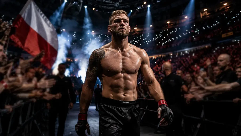 KSW-Kämpfer betritt die Arena vor ausverkauftem Publikum in Polen