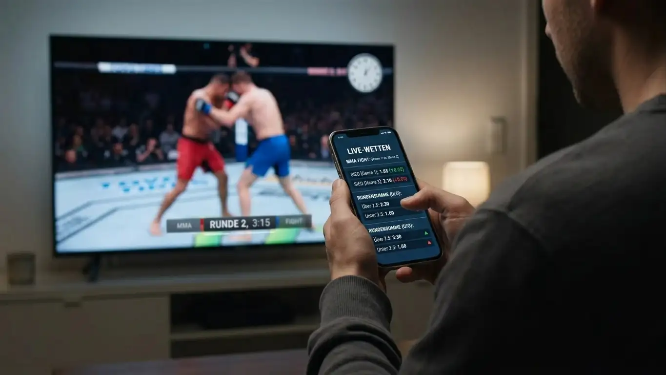 Live-Wetten in Echtzeit auf dem Smartphone während eines laufenden MMA-Kampfes