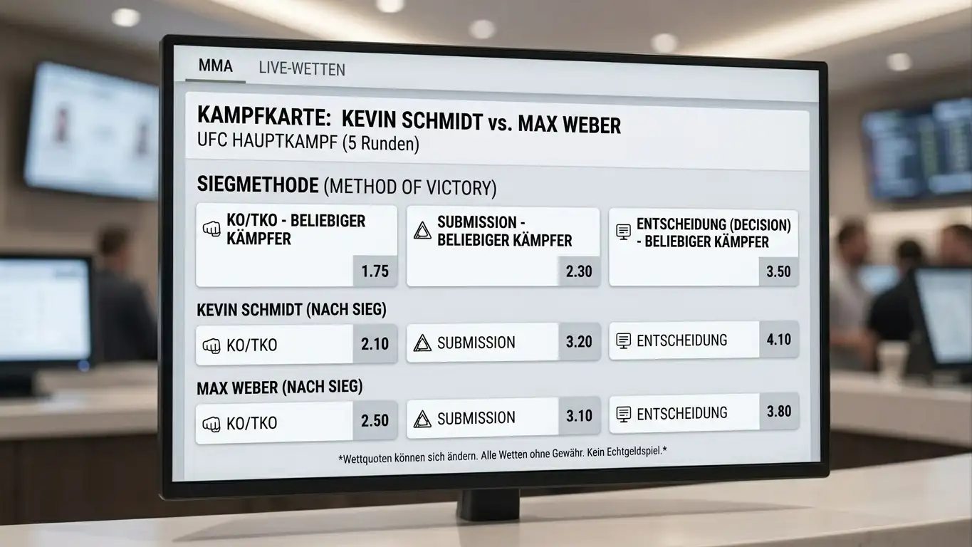 Method-of-Victory-Quoten für einen ONE-Kampf auf einem Anbieter-Bildschirm