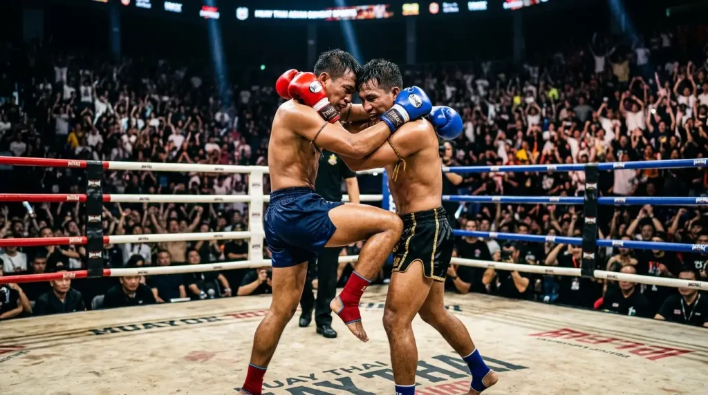ONE Championship Athleten im Ring während eines Muay-Thai-Kampfs in Asien