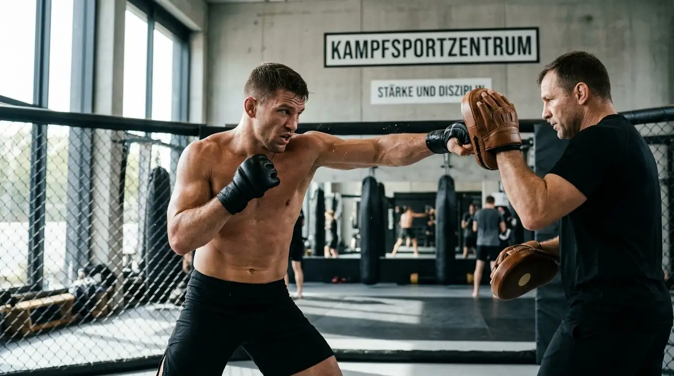 MMA-Kämpfer einer PFL-Gewichtsklasse beim Vorbereitungstraining auf einen Saisonkampf