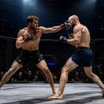 Kämpfer im Smart Cage der Professional Fighters League während eines PFL-Saisonkampfs