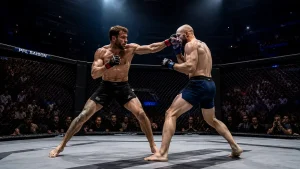 Kämpfer im Smart Cage der Professional Fighters League während eines PFL-Saisonkampfs