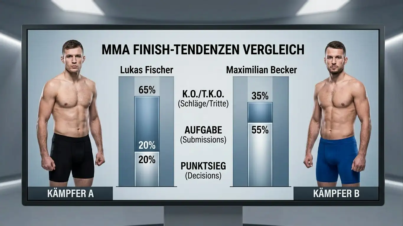 Das Finish-Profil beider Kämpfer bestimmt die faire Rundenlinie