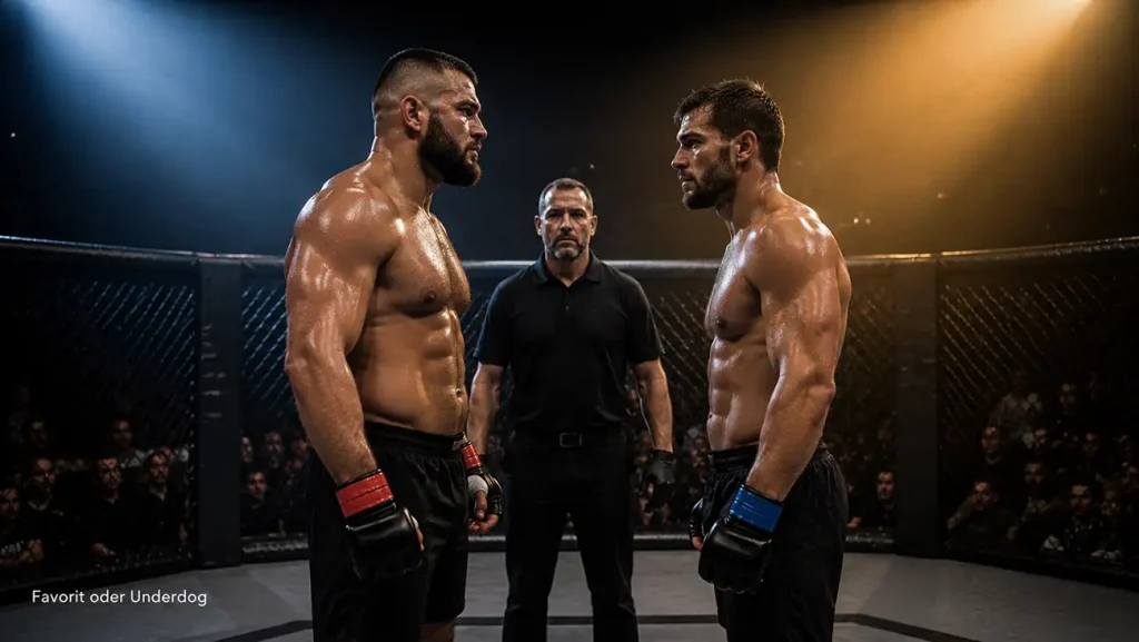 Favorit und Außenseiter stehen sich vor einem UFC-Kampf im Octagon gegenüber