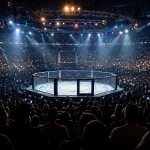 Stimmungsvolle UFC-Arena vor einem Kampfabend mit mehreren Begegnungen für Kombiwetten