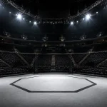 Leerer Octagon unter Flutlicht vor einem UFC-Kampfabend mit vielen Wettmärkten