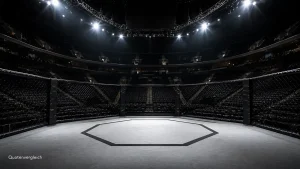 Leerer Octagon unter Flutlicht vor einem UFC-Kampfabend mit vielen Wettmärkten
