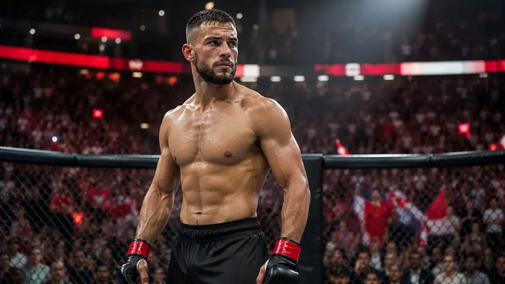 MMA-Kämpfer in einer Arena als Sinnbild für UFC-Wetten in Österreich