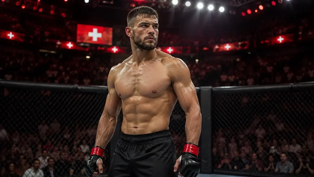 MMA-Kämpfer in einer Arena als Sinnbild für UFC-Wetten in der Schweiz